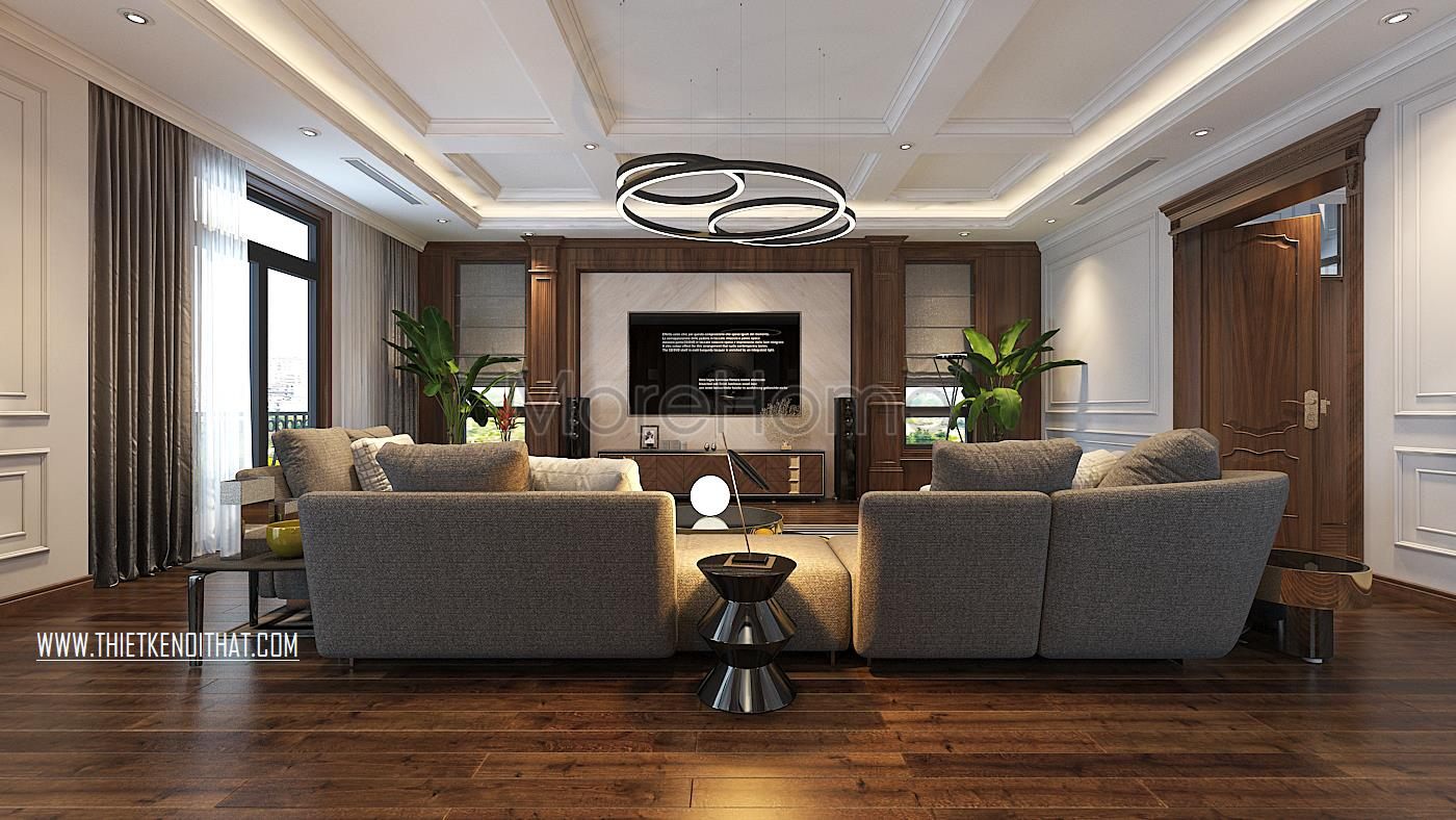 Thiết kế nội thất phòng khách biệt thự Vinhomes GreenBay HL30 